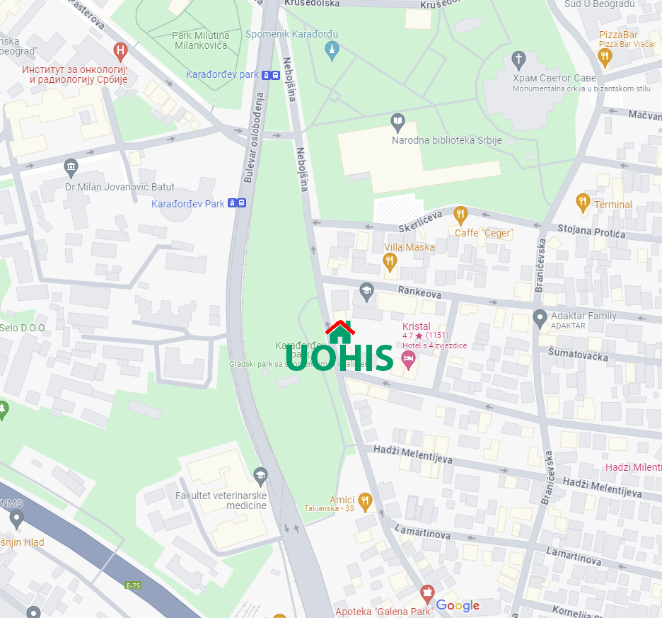 Mapa, kako stići do Nebojšine 35 u Beogradu